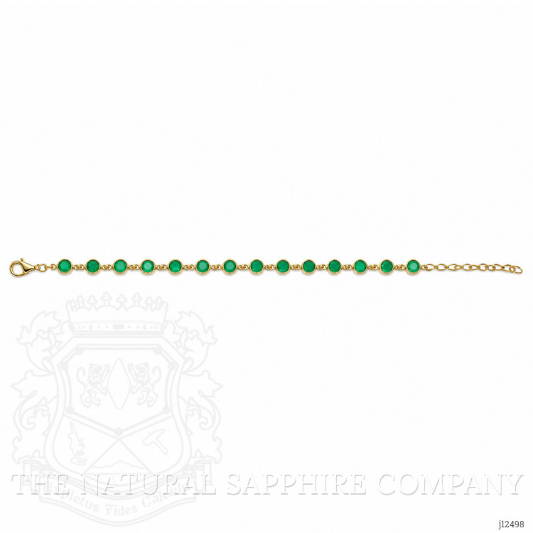 5.27 Ct.Tw. Green Agate Bezel Bracelet, 22K Gold Plated Silver