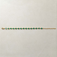 5.27 Ct.Tw.Total Carat Weight Green Agate Bezel Bracelet, 22K Gold Plated Silver Life Style