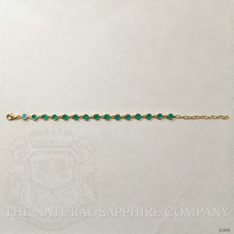 5.27 Ct.Tw. Green Agate Bezel Bracelet, 22K Gold Plated Silver