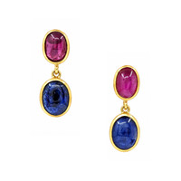 14.38 Ct.Tw. Ruby and Sapphire 22K Gold Plated Silver earring