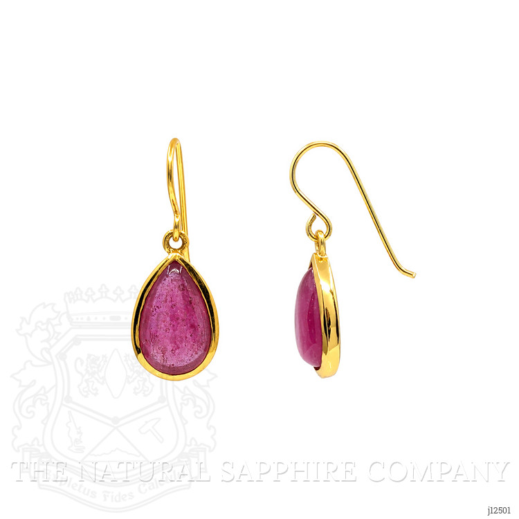 7.60 Ct.Tw. Purplish Red Ruby Drops Earrings, 22K Gold Plated Silver