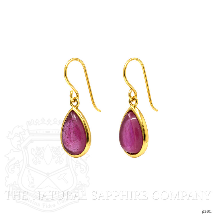 7.60 Ct.Tw. Purplish Red Ruby Drops Earrings, 22K Gold Plated Silver