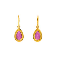 7.60 Ct.Tw.Total Carat Weight Purplish Red Ruby Drops Earrings, 22K Gold Plated Silver Image