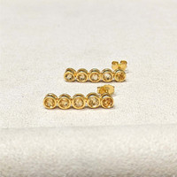1.65 Ct.Tw.Total Carat Weight Yellow Citrine Studs Earrings, 22K Gold Plated Silver Life Style