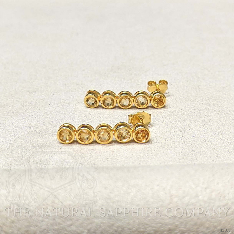 1.65 Ct.Tw. Yellow Citrine Studs Earrings, 22K Gold Plated Silver