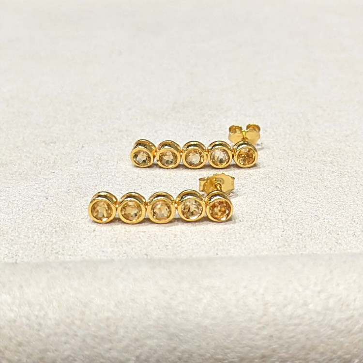 1.65 Ct.Tw. Yellow Citrine Studs Earrings, 22K Gold Plated Silver