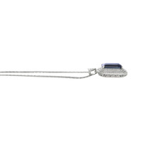 19.46 Ct. Greenish Blue Sapphire and Natural Diamond Pave Pendant, 18K White Gold Image