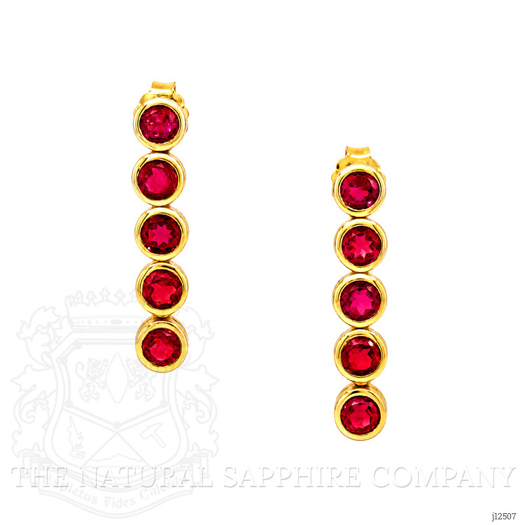 2.13 Ct.Tw. Pinkish Red Ruby Studs Earrings, 22K Gold Plated Silver