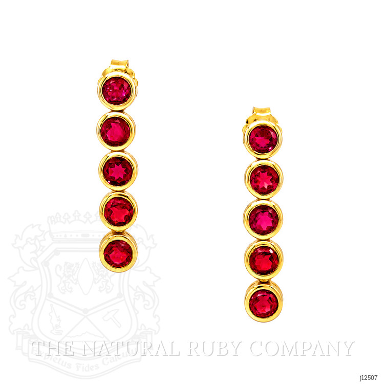 2.13 Ct.Tw. Pinkish Red Ruby Studs Earrings, 22K Gold Plated Silver