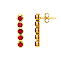 2.13&nbsp;Ct.Tw.Total Carat Weight Pinkish Red Ruby Studs Earrings, 22K Gold Plated Silver Image