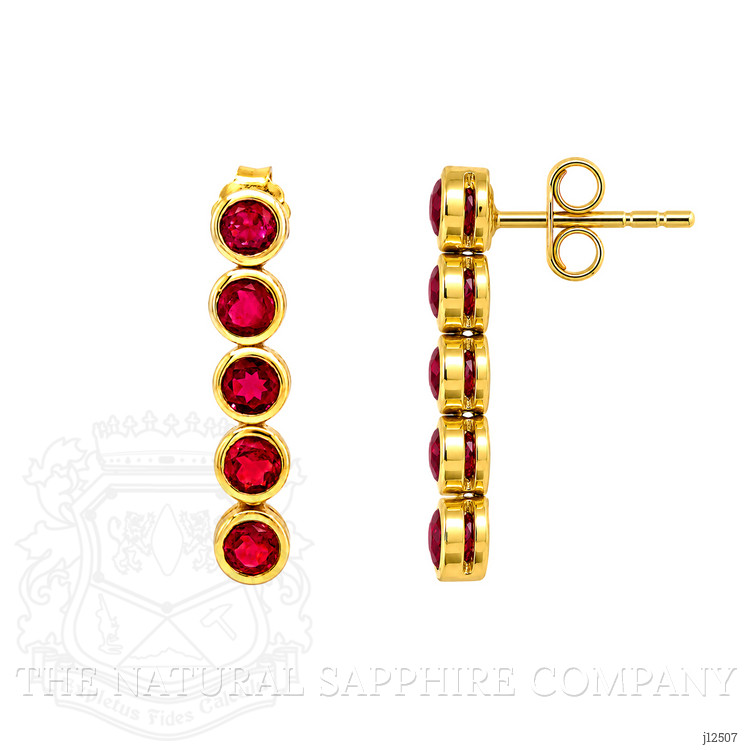 2.13 Ct.Tw. Pinkish Red Ruby Studs Earrings, 22K Gold Plated Silver