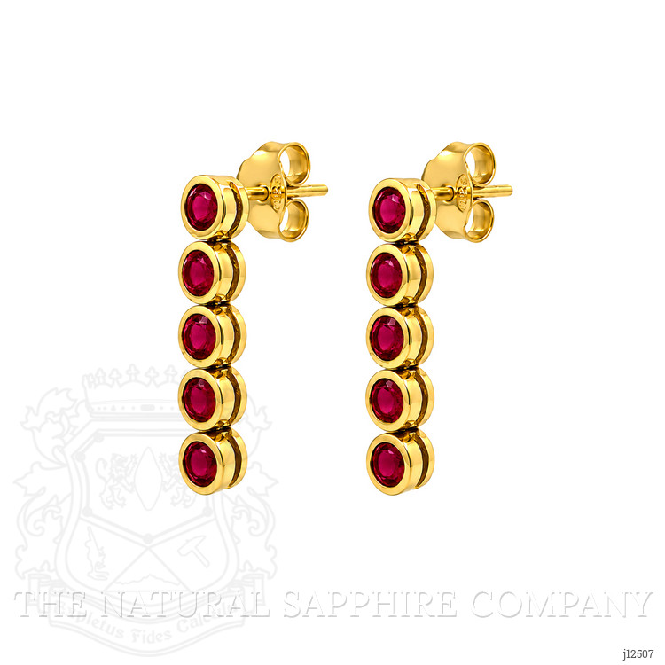 2.13 Ct.Tw. Pinkish Red Ruby Studs Earrings, 22K Gold Plated Silver