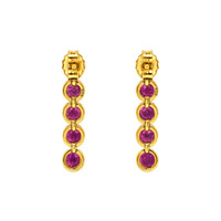 2.13 Ct.Tw.Total Carat Weight Pinkish Red Ruby Studs Earrings, 22K Gold Plated Silver Image