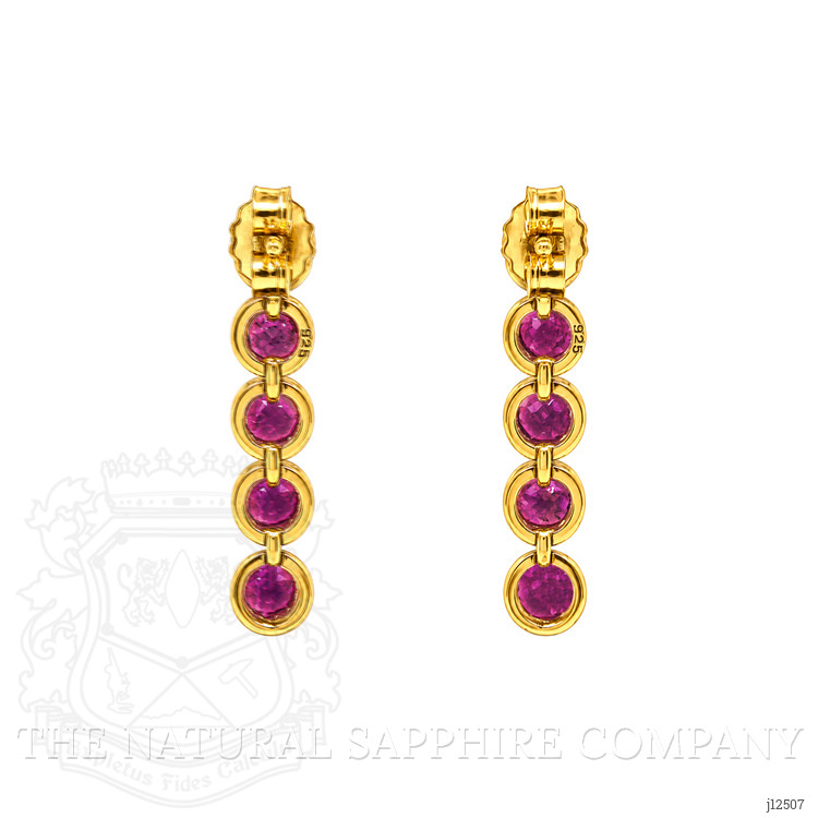 2.13 Ct.Tw. Pinkish Red Ruby Studs Earrings, 22K Gold Plated Silver