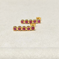 2.13&nbsp;Ct.Tw.Total Carat Weight Pinkish Red Ruby Studs Earrings, 22K Gold Plated Silver Life Style