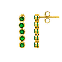 1.35&nbsp;Ct.Tw.Total Carat Weight Green Agate Studs Earrings, 22K Gold Plated Silver Image