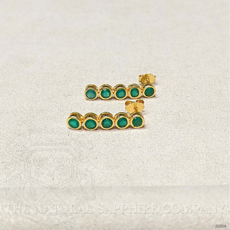 1.35 Ct.Tw. Green Agate Studs Earrings, 22K Gold Plated Silver