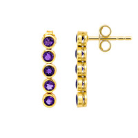 1.45 Ct.Tw.Total Carat Weight Purple Amethyst Studs Earrings, 22K Gold Plated Silver Image