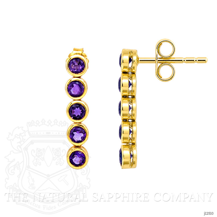 1.45 Ct.Tw. Purple Amethyst Studs Earrings, 22K Gold Plated Silver