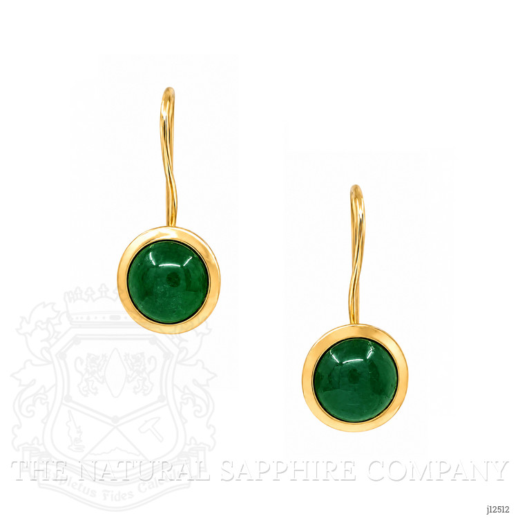 3.30 Ct.Tw. Green Agate Bezel Earrings, 22K Gold Plated Silver