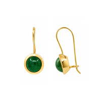 3.30&nbsp;Ct.Tw.Total Carat Weight Green Agate Bezel Earrings, 22K Gold Plated Silver Image