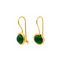 3.30&nbsp;Ct.Tw.Total Carat Weight Green Agate Bezel Earrings, 22K Gold Plated Silver Image