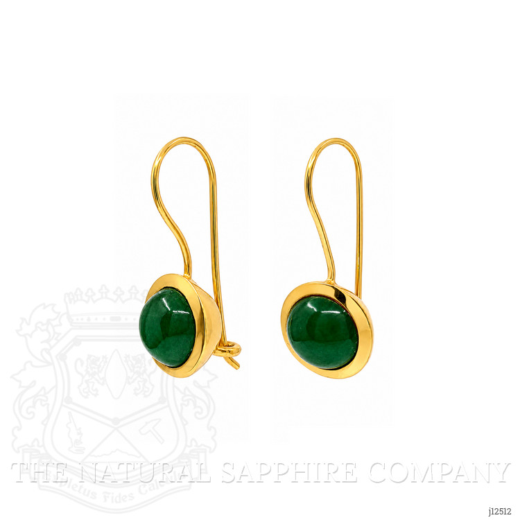 3.30 Ct.Tw. Green Agate Bezel Earrings, 22K Gold Plated Silver
