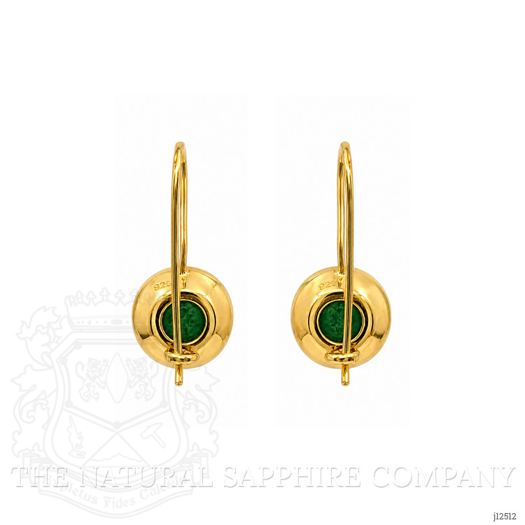 3.30 Ct.Tw. Green Agate Bezel Earrings, 22K Gold Plated Silver