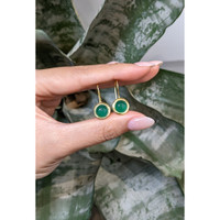 3.30 Ct.Tw.Total Carat Weight Green Agate Bezel Earrings, 22K Gold Plated Silver Life Style