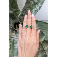 3.30 Ct.Tw.Total Carat Weight Green Agate Bezel Earrings, 22K Gold Plated Silver Life Style