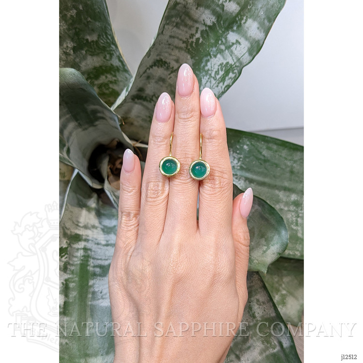 3.30 Ct.Tw. Green Agate Bezel Earrings, 22K Gold Plated Silver