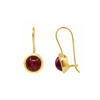 8.26&nbsp;Ct.Tw.Total Carat Weight Ruby Hoops Earrings, 22K Gold Plated Silver Image