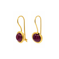 8.26 Ct.Tw.Total Carat Weight Ruby Hoops Earrings, 22K Gold Plated Silver Image