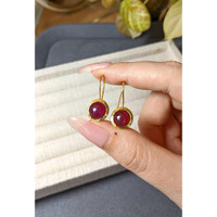 8.26 Ct.Tw.Total Carat Weight Ruby Hoops Earrings, 22K Gold Plated Silver Life Style
