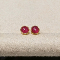 2.50&nbsp;Ct.Tw.Total Carat Weight Ruby Studs Earrings, 22K Gold Plated Silver Life Style