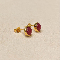 2.50&nbsp;Ct.Tw.Total Carat Weight Ruby Studs Earrings, 22K Gold Plated Silver Life Style