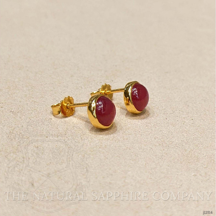 2.50 Ct.Tw. Ruby Studs Earrings, 22K Gold Plated Silver