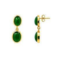 9.86&nbsp;Ct.Tw.Total Carat Weight Green Agate Studs Earrings, 22K Gold Plated Silver Image