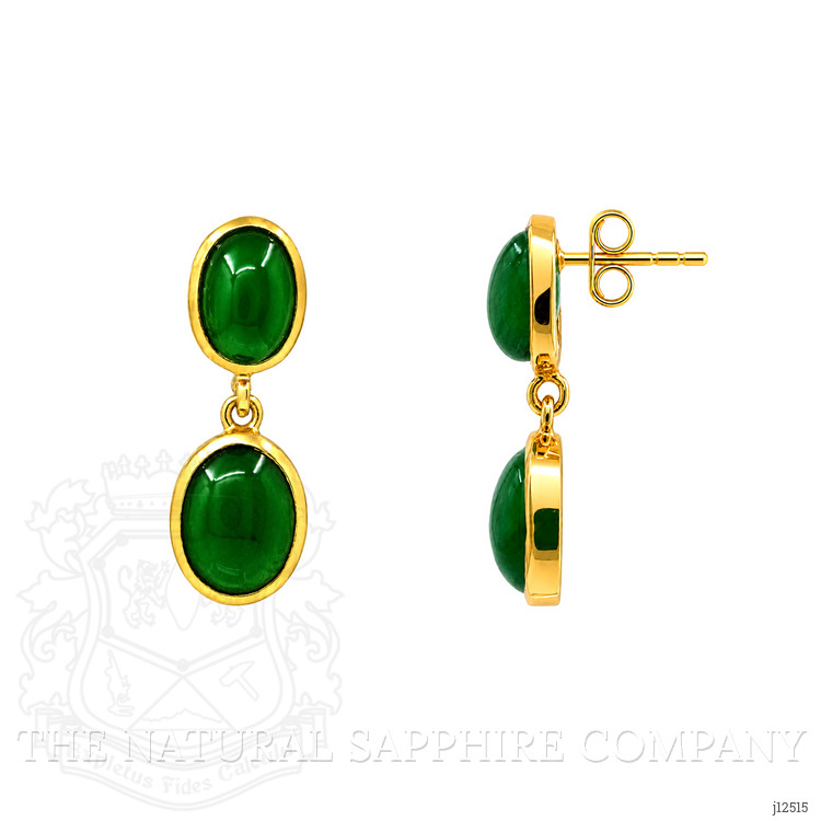 9.86 Ct.Tw. Green Agate Studs Earrings, 22K Gold Plated Silver