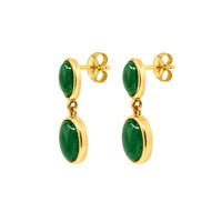 9.86&nbsp;Ct.Tw.Total Carat Weight Green Agate Studs Earrings, 22K Gold Plated Silver Image