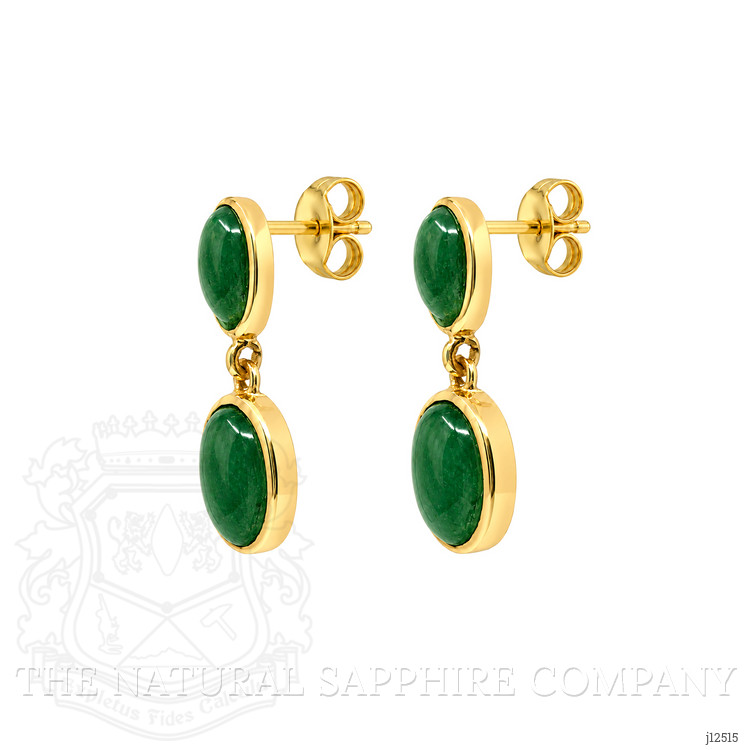 9.86 Ct.Tw. Green Agate Studs Earrings, 22K Gold Plated Silver