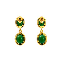 9.86 Ct.Tw.Total Carat Weight Green Agate Studs Earrings, 22K Gold Plated Silver Image