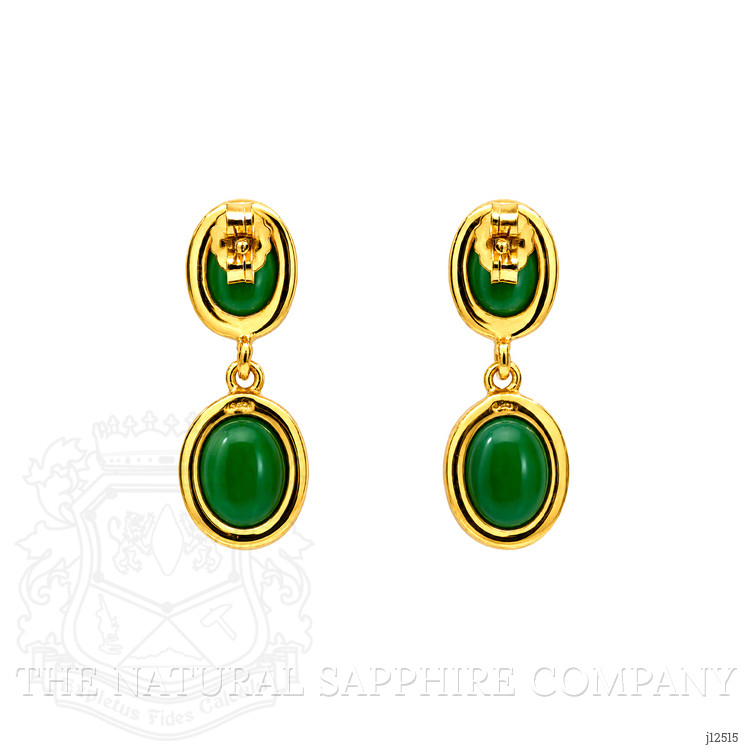 9.86 Ct.Tw. Green Agate Studs Earrings, 22K Gold Plated Silver