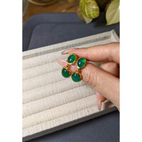9.86 Ct.Tw.Total Carat Weight Green Agate Studs Earrings, 22K Gold Plated Silver Life Style