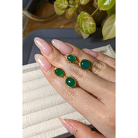 9.86&nbsp;Ct.Tw.Total Carat Weight Green Agate Studs Earrings, 22K Gold Plated Silver Life Style