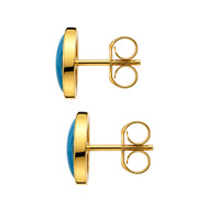 3.82 Ct.Tw.Total Carat Weight Blue Turquoise Studs Earrings, 22K Gold Plated Silver Image