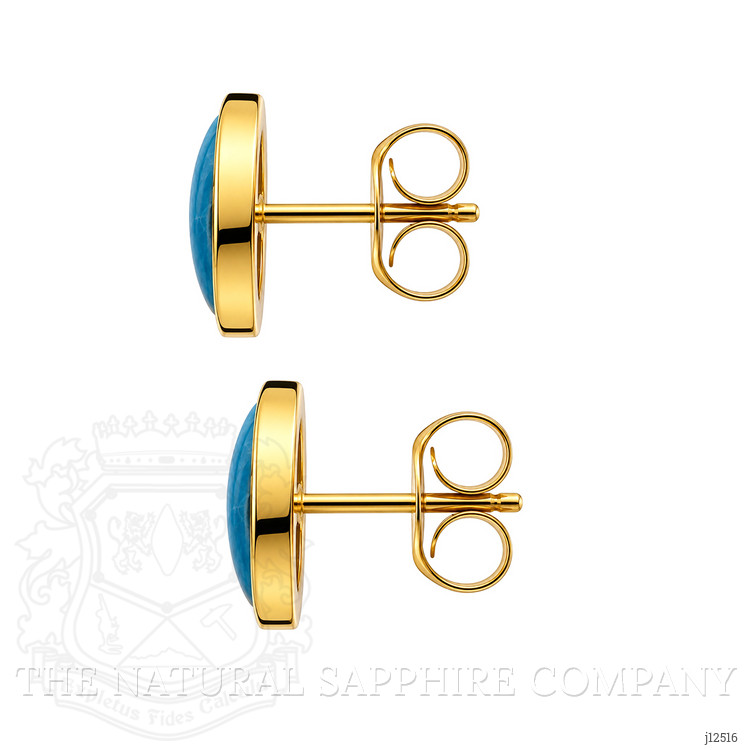 3.82 Ct.Tw. Blue Turquoise Studs Earrings, 22K Gold Plated Silver
