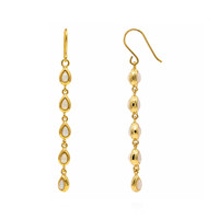 4.03 Ct.Tw.Total Carat Weight Multi Color Opal Drops Earrings, 22K Gold Plated Silver Image