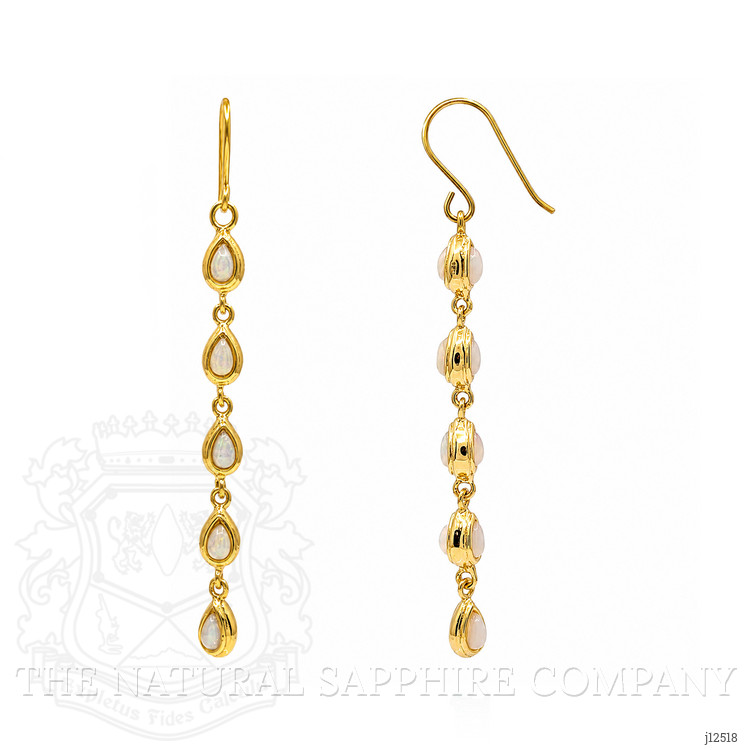 4.03 Ct.Tw. Multi Color Opal Drops Earrings, 22K Gold Plated Silver