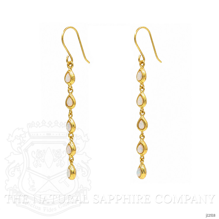 4.03 Ct.Tw. Multi Color Opal Drops Earrings, 22K Gold Plated Silver